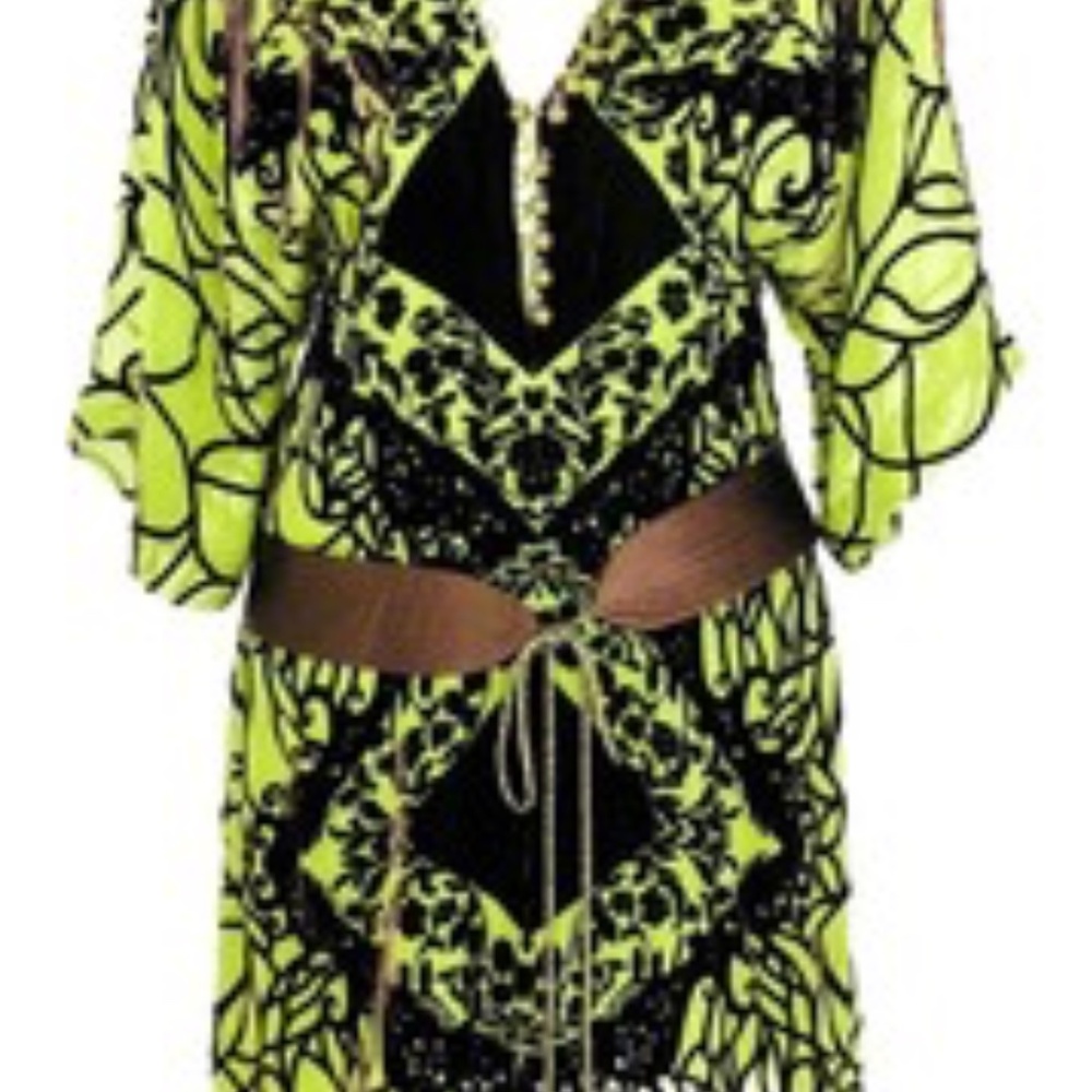 BCBG MAXAZRIA Kimono Sleeve Velvet Burnout Mini Dress with Sash